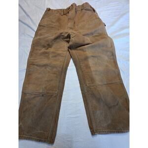 Carhartt Double Knees Men's Size 38x28 Tan Faded Pants Made In The USA